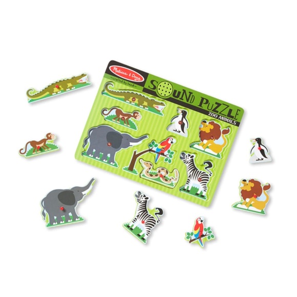 2 NEW Melissa & Doug Zoo & Farm Animals Wooden Peg Sound 8pc Puzzles 🧩 2Yrs+ - Picture 12 of 16